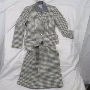 Vintage Miss Pendleton 100% Virgin Wool Skirt Suit | Gray Beige Houndstooth